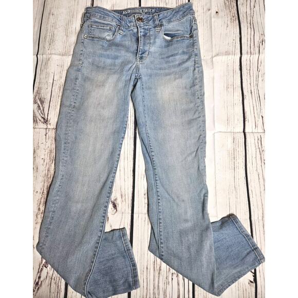 American Eagle Jeans Women's 6 Skinny Ankle Super Stretch 30x29 Embroidered AEO - Picture 1 of 11
